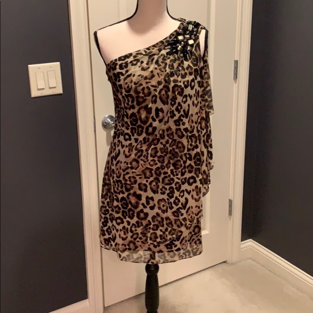 Cache Leopard Dress One Shoulder